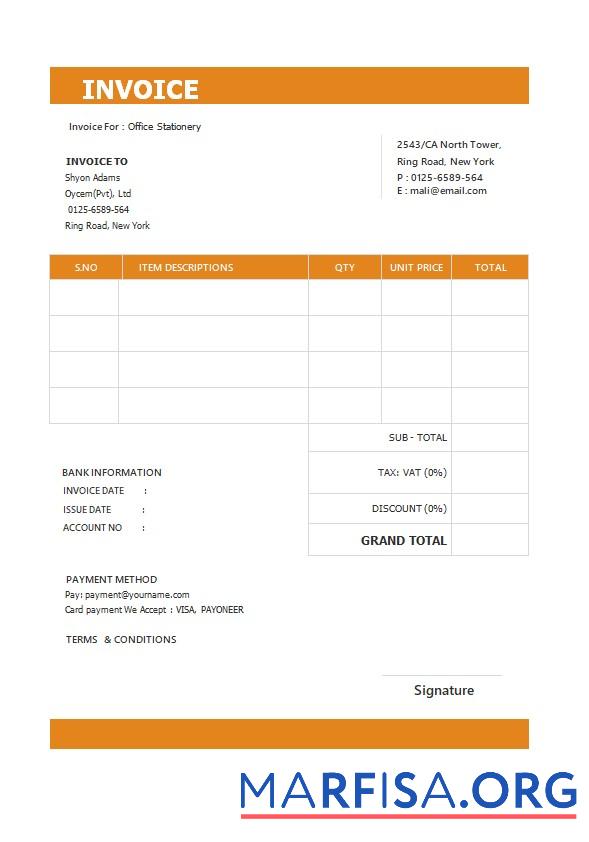 Realistic Free Standard Invoice Template